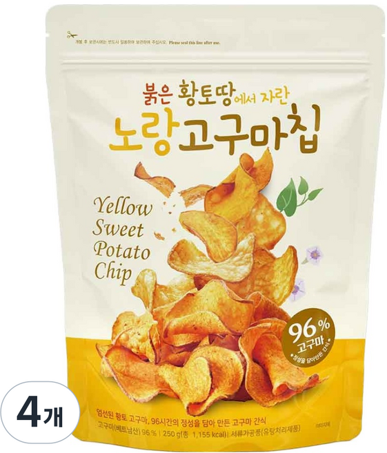 eatus 96%地瓜 黃色地瓜片, 4個, 250g