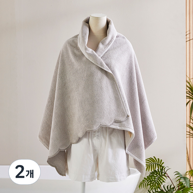 라피니라 스캘럽 바스타월 650g 면사, 연그레이, 2개