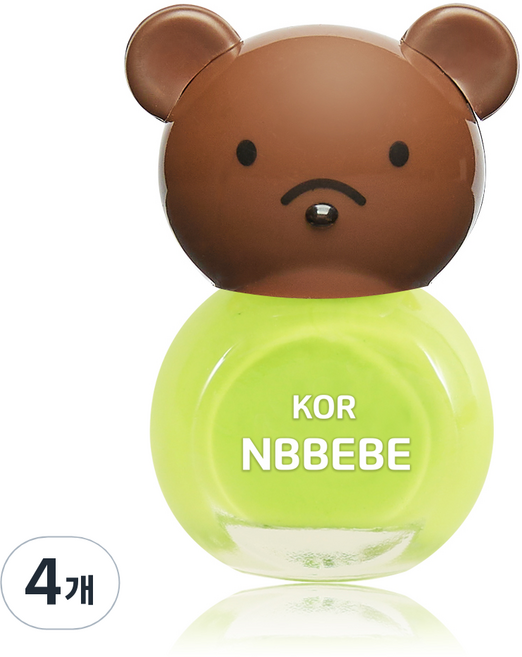 Nbbebe 兒童用指甲油, 有趣的綠色, 4個