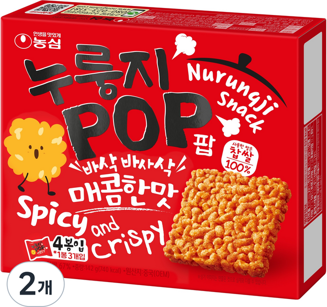 누룽지팝 매콤한맛 4p, 142g, 2개