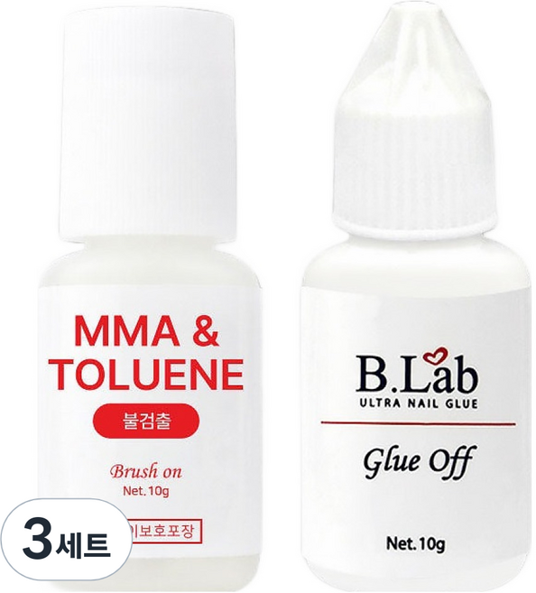 뷰랩 아르스 뷰랩 브러쉬 온 글루 10g + 글루 오프 10g 세트, 3세트, 무색, 투명