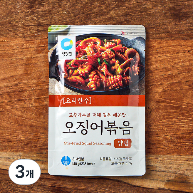 청정원 요리한수 오징어볶음 양념, 140g, 3개