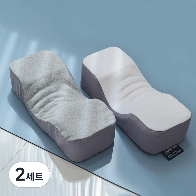 이룸홈 목으로 베는 메모리폼 목침 경추베개 2종 세트, 멜란지그레이, 메쉬화이트, 2세트