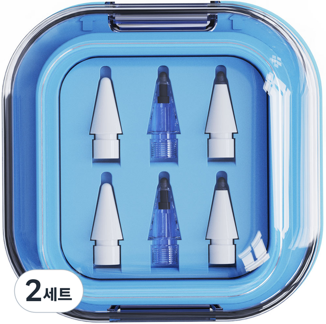 누아트 애플펜슬 호환 교체용 무소음팩 펜촉 6종 세트, 블루, 2세트