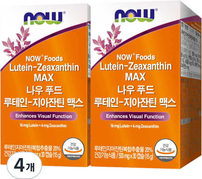 나우푸드 루테인 지아잔틴 맥스, 30정, 4개
