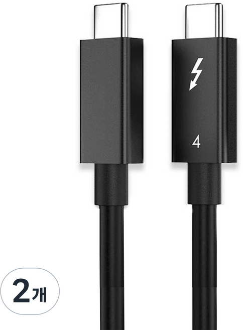 라온디지털 썬더볼트4 C타입 PD 100W 40Gbps 8K 동축케이블, 블랙, 2개, 50cm