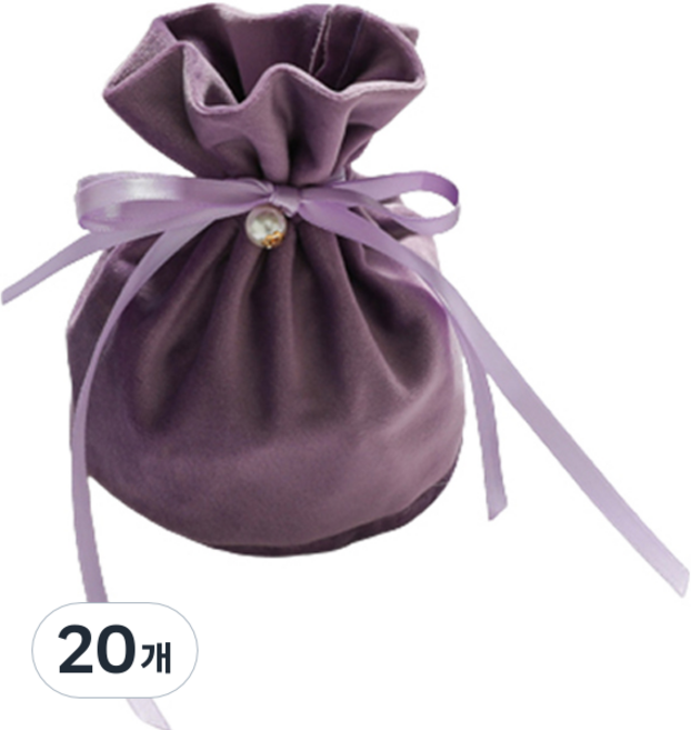 마켓감성 웨딩벨벳 주머니 스탠다드, 퍼플, 20개