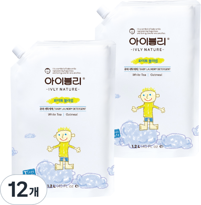 아이블리네이처 유아 세제 화이트 블러썸향, 12개, 1.2L