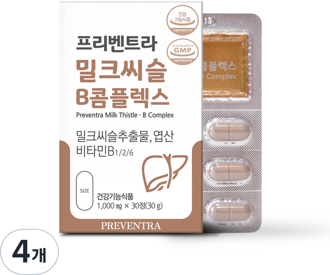 프리벤트라 밀크씨슬 B콤플렉스 30g, 30정, 4개