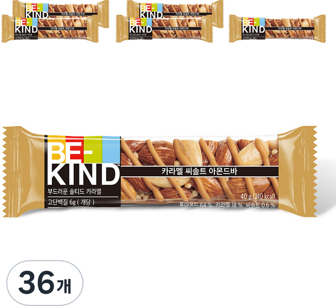 BE-KIND 焦糖海鹽杏仁棒, 36條, 40g
