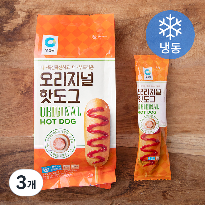 청정원 오리지널 핫도그 (냉동), 75g, 5개입, 3개