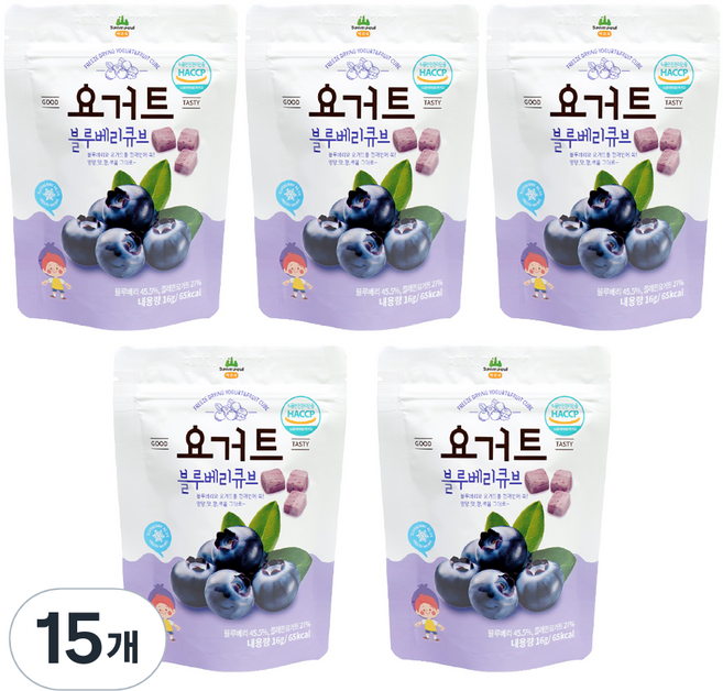 산마을 요거트 블루베리큐브, 15개, 16g, 블루베리향