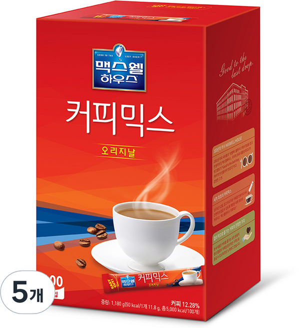 맥스웰하우스 커피믹스 오리지널 스틱형, 11.8g, 100개입, 5개