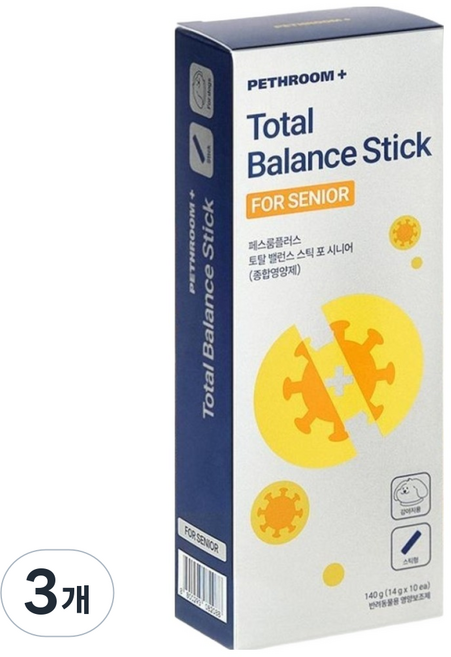 페스룸 플러스 토탈 밸런스 스틱 포 독 종합영양제 10p, 140g, 3개, 시니어