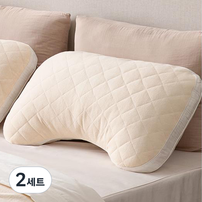 기절베개 테리타올 베개솜 + 베개커버 세트, 베이지, 2세트