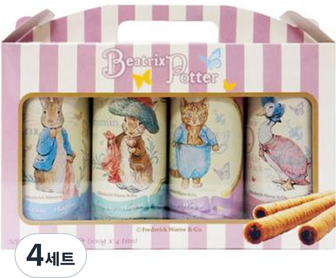 TTT 피터래빗 웨이퍼 롤 4종 세트, 초코 + 카푸치노 + 쿠키앤크림 + 바닐라, 4세트