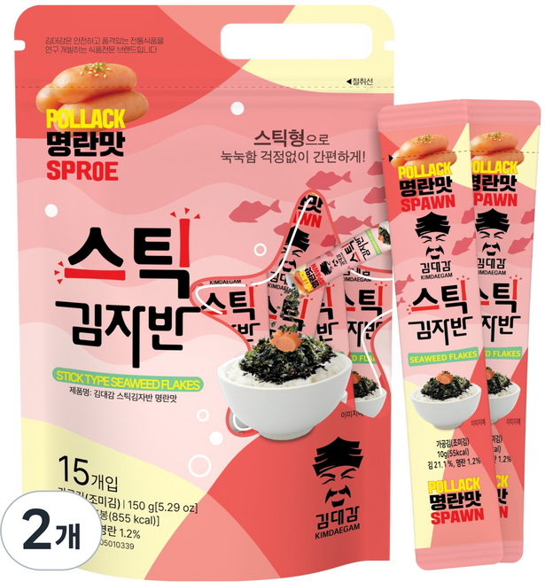 김대감 명란 스틱김자반 15p, 150g, 2개