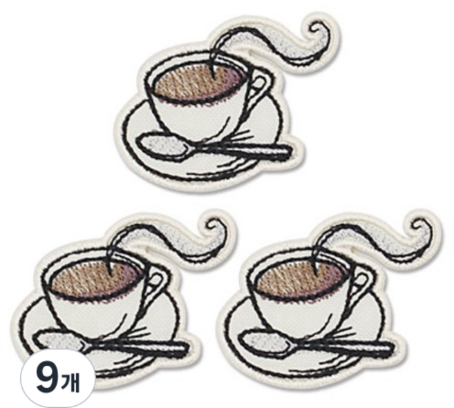 Button King 東大門鈕扣王 熱燙式刺繡布貼, 9個, 咖啡杯