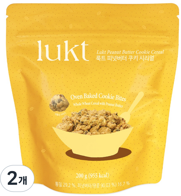 룩트 피넛버터 쿠키 시리얼, 200g, 2개
