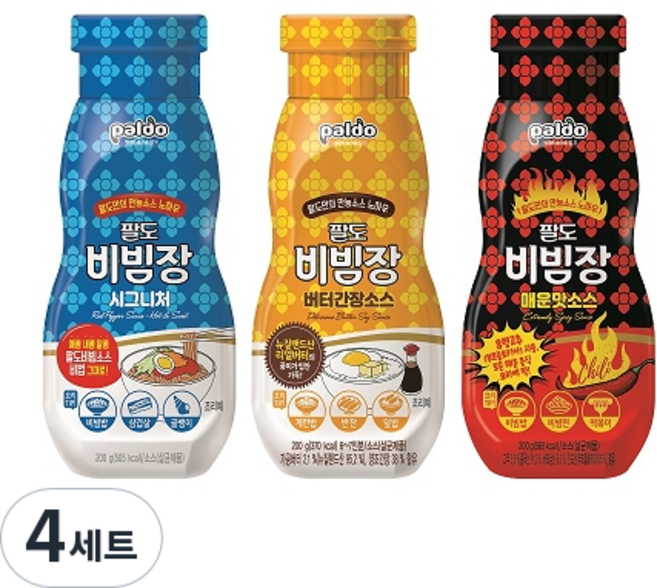팔도 비빔장 시그니처 200g + 버터간장소스 200g + 매운맛소스 200g, 600g, 4세트