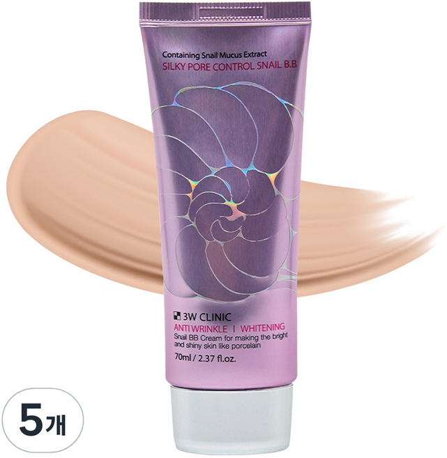 3W CLINIC 絲滑毛孔隱形蝸牛BB霜, 單色, 5條, 70ml