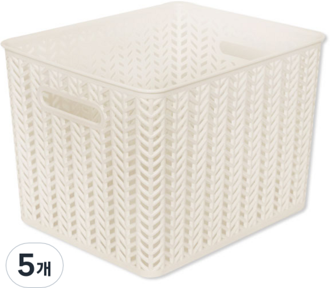 스내지 헤링본 바스켓 7호 오픈형 32.5L, 화이트, 5개