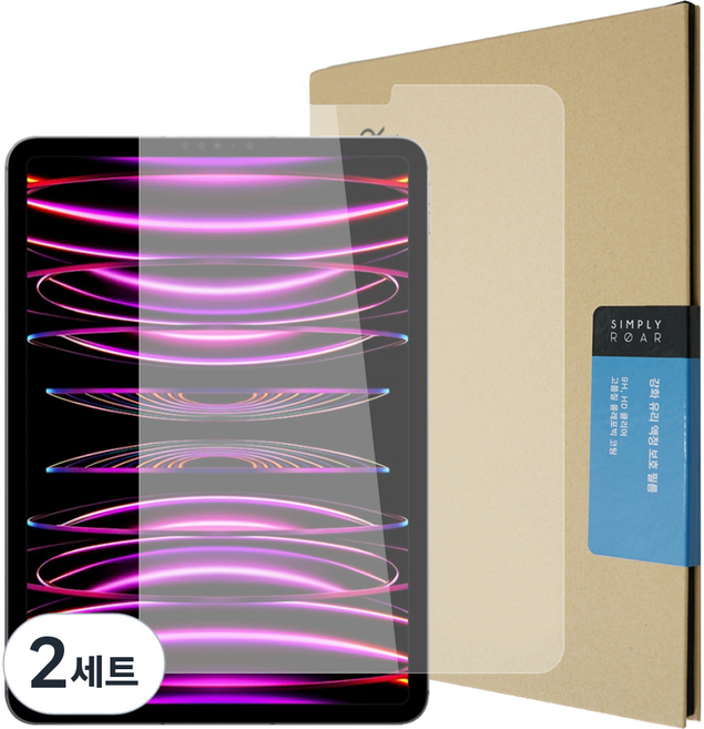 심플리로어 태블릿 강화유리 필름 세트, 2세트, 투명