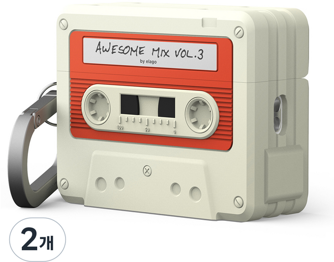 엘라고 카세트 테이프 행 케이스, 에어팟 프로3, 클래식화이트, 2개