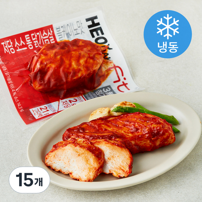 허닭 FIT 저당 소스 통 닭가슴살 볼케이노맛 (냉동), 100g, 1개입, 15개