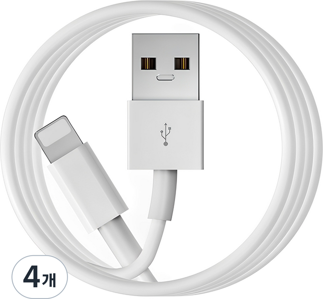 신지모루 아이폰 8핀 고속충전 라이트닝 케이블, 0.5m, 화이트, 4개