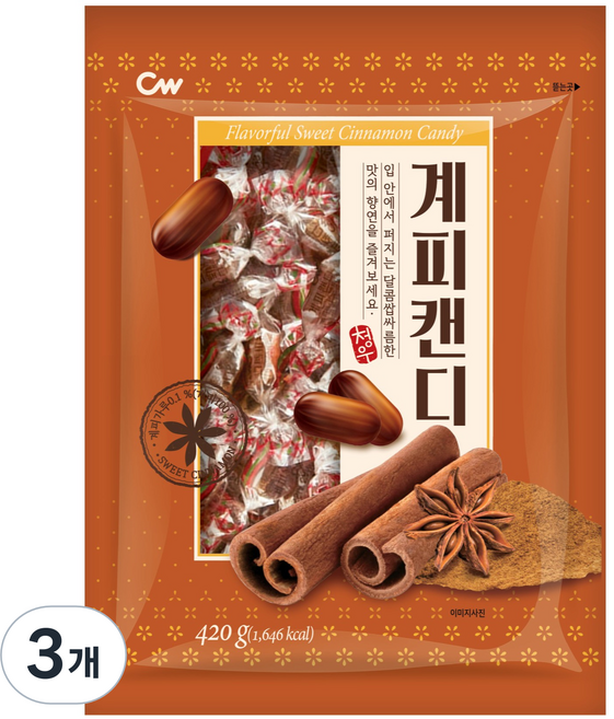 청우식품 계피캔디, 420g, 3개