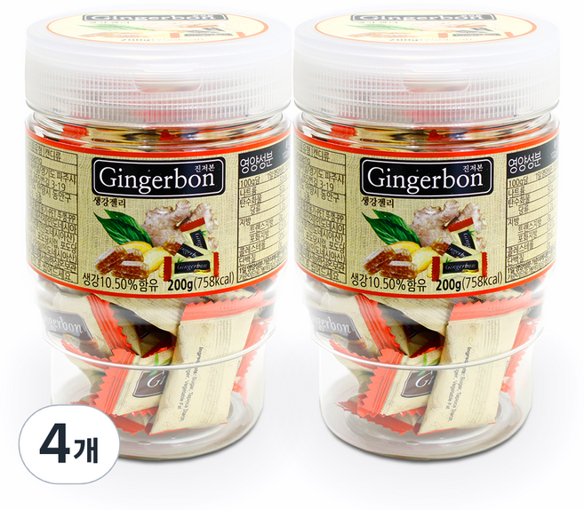 진저본 생강 츄잉 젤리 컵홀더, 200g, 4개