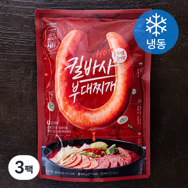 존쿡델리미트 킬바사 부대찌개 (냉동), 800g, 3팩