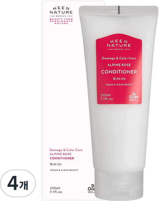 [비건라이프] 닥터올가 데미지 & 컬러 케어 알파인 로즈 헤어 컨디셔너, 210ml, 4개