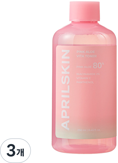 APRILSKIN 粉紅蘆薈維他化妝水, 3個, 250ml