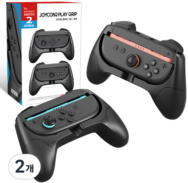 JOYTRON 任天堂 Switch 2 Joy-Con 2 遊戲握把 2p 組, SW2-GRIP01, 黑色, 2個