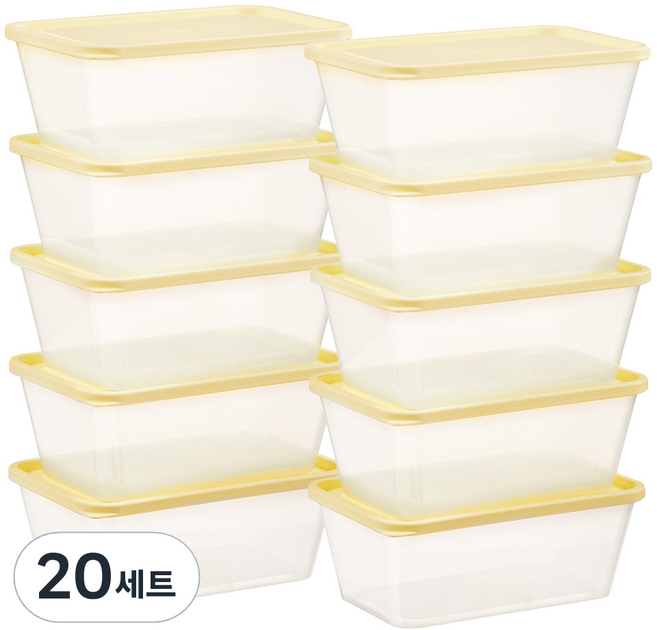 코멧 키친 다회용 밀폐용기 버터 900ml + 뚜껑 세트, 20세트, 밀폐용기 10p + 뚜껑 10p