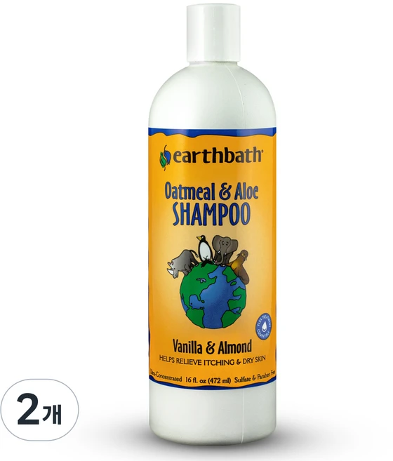 와이즈펫 오트밀 & 알로에 반려동물샴푸, 472ml, 1개입, 2개 - 쿠팡