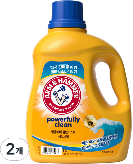 암앤해머 세탁세제 본품 클린버스트 향, 3L, 2개