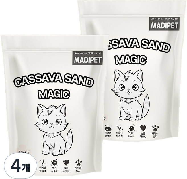 메디펫 고양이 카사바 모래, 10L, 3.34kg, 4개, 무향