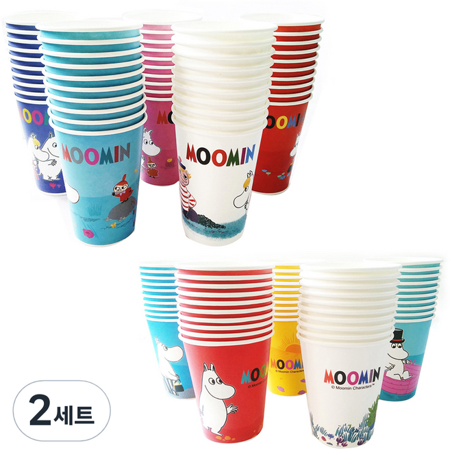 무민 컬러종이컵 390ml x 50p + 270ml x 50p 혼합 세트, 2세트