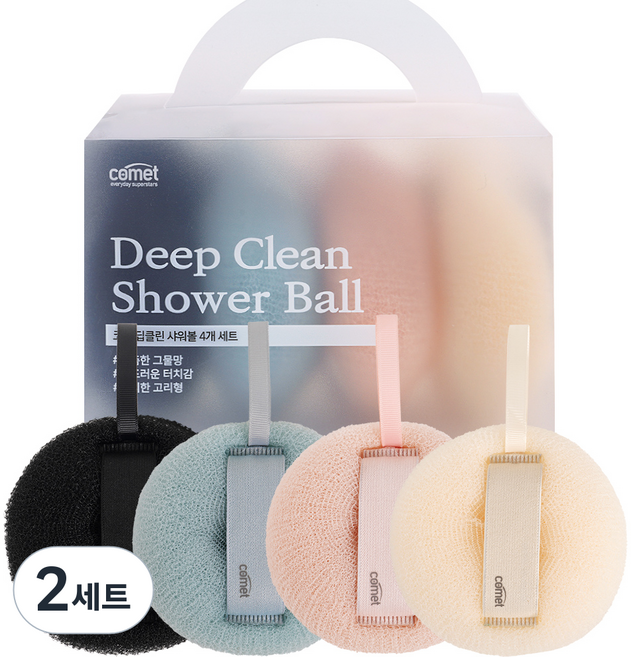 comet 深層清潔沐浴球4件組, 奶油色, 粉紅色, 薄荷綠, 黑色, 2套, 4入