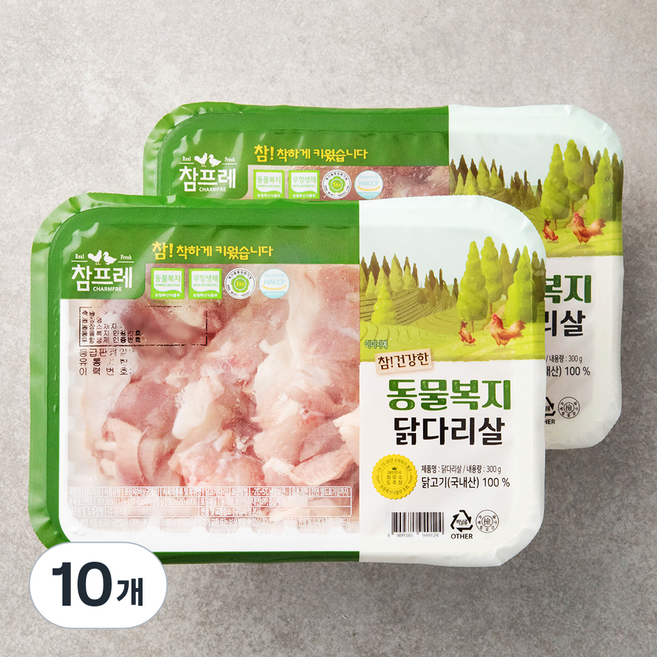참프레 동물복지 인증 닭다리살 (냉장), 300g, 10개