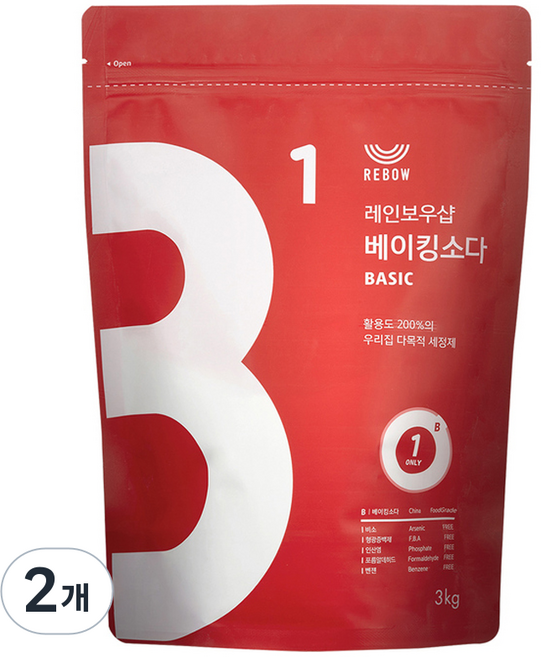 레인보우샵 베이킹소다 베이직, 3kg, 2개