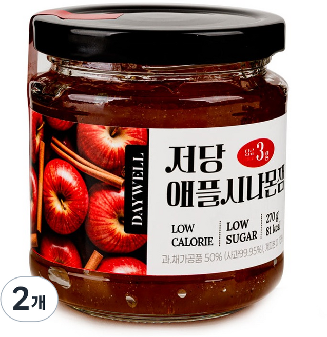 Daywell 低糖低卡路里蘋果肉桂果醬, 270g, 2個