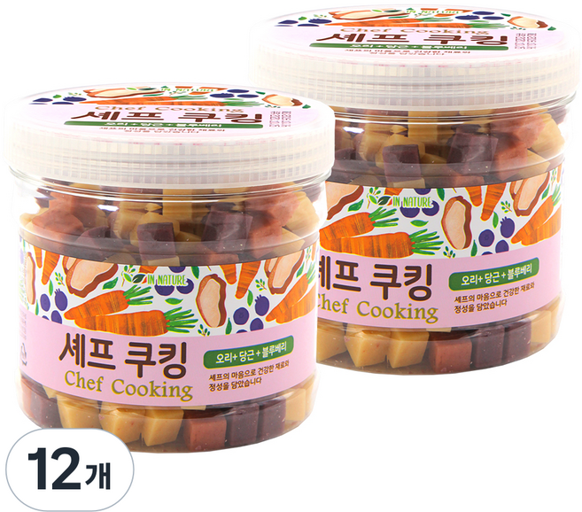 퍼피아이 강아지 셰프쿠킹 통간식, 혼합맛(오리/당근/블루베리), 400g, 12개