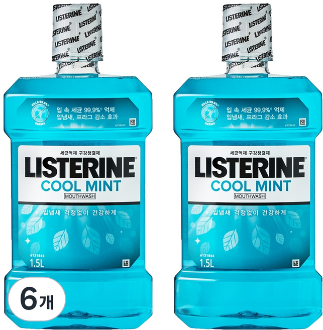리스테린 쿨민트 구강청결제, 1.5L, 6개