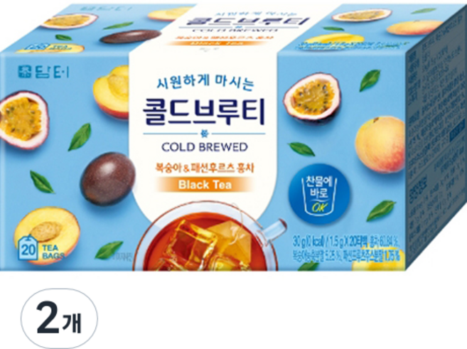 담터 콜드브루티 복숭아 패션후르츠 홍차, 1.5g, 20개입, 2개
