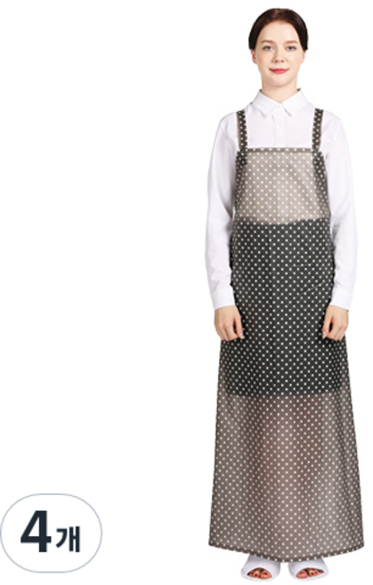 웰프런 반투명 우레탄 유니도트 방수 앞치마 대, 블랙, 4개