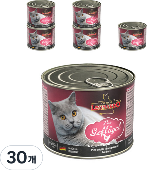 레오나르도 어덜트 고양이 습식사료, 닭, 200g, 30개